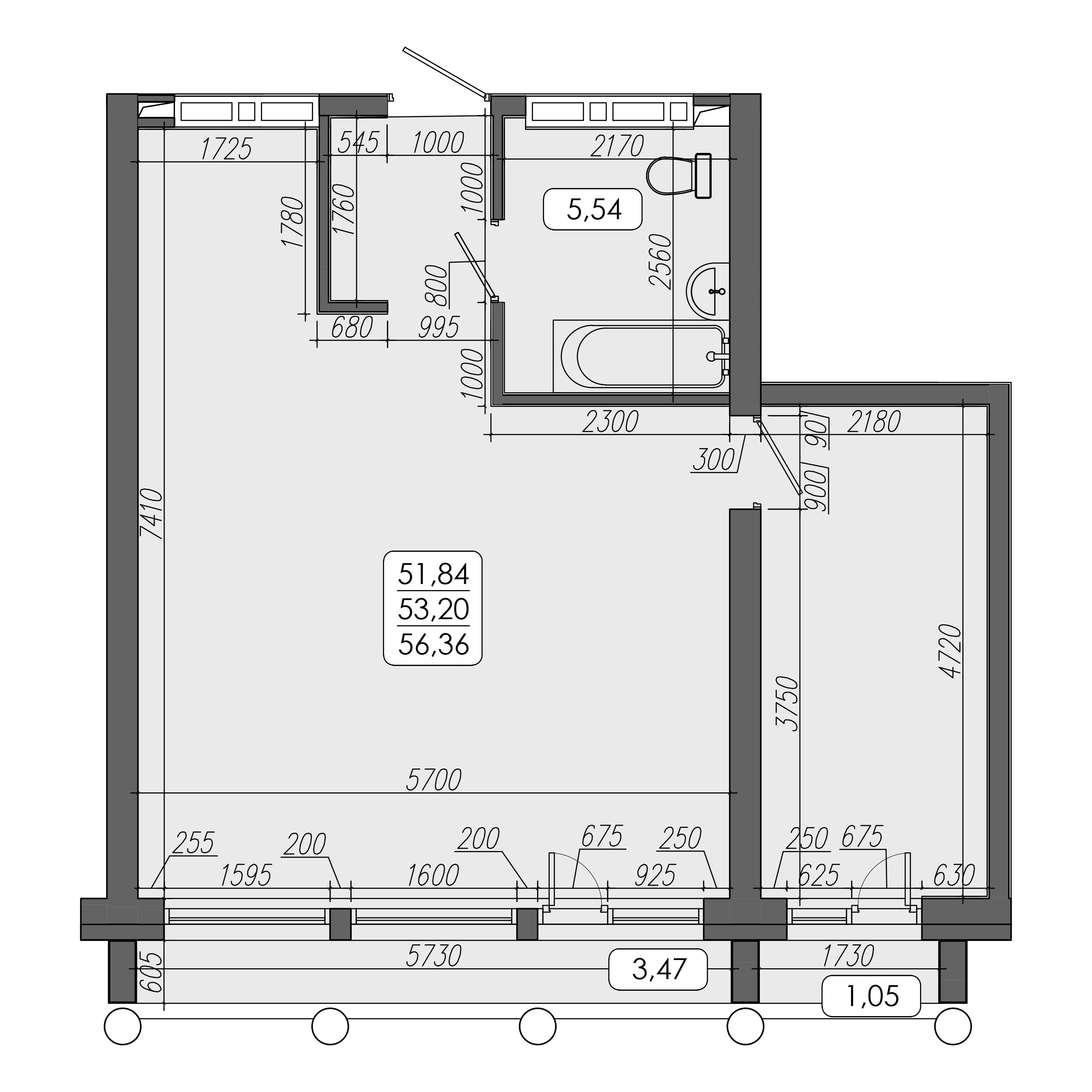 ЖК Море (More), 2-комн кв 53,2 м2, за 13 484 810 ₽, 1 этаж